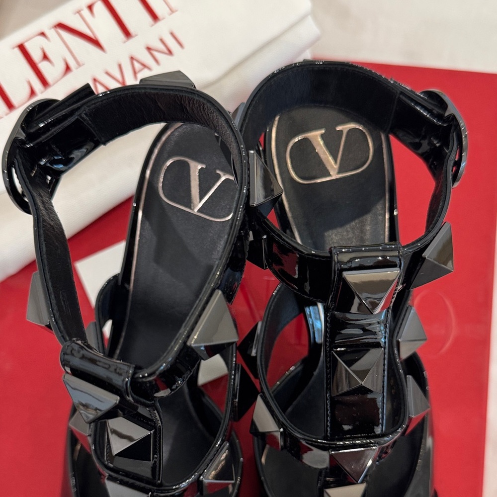 Valentino Glossy Black Studded Heels - Picture 5 of 10